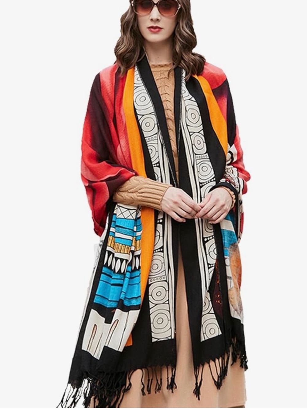 DANA XU 100% Merino Wool Extra Large Pashmina Shawl for Women 96"x43"